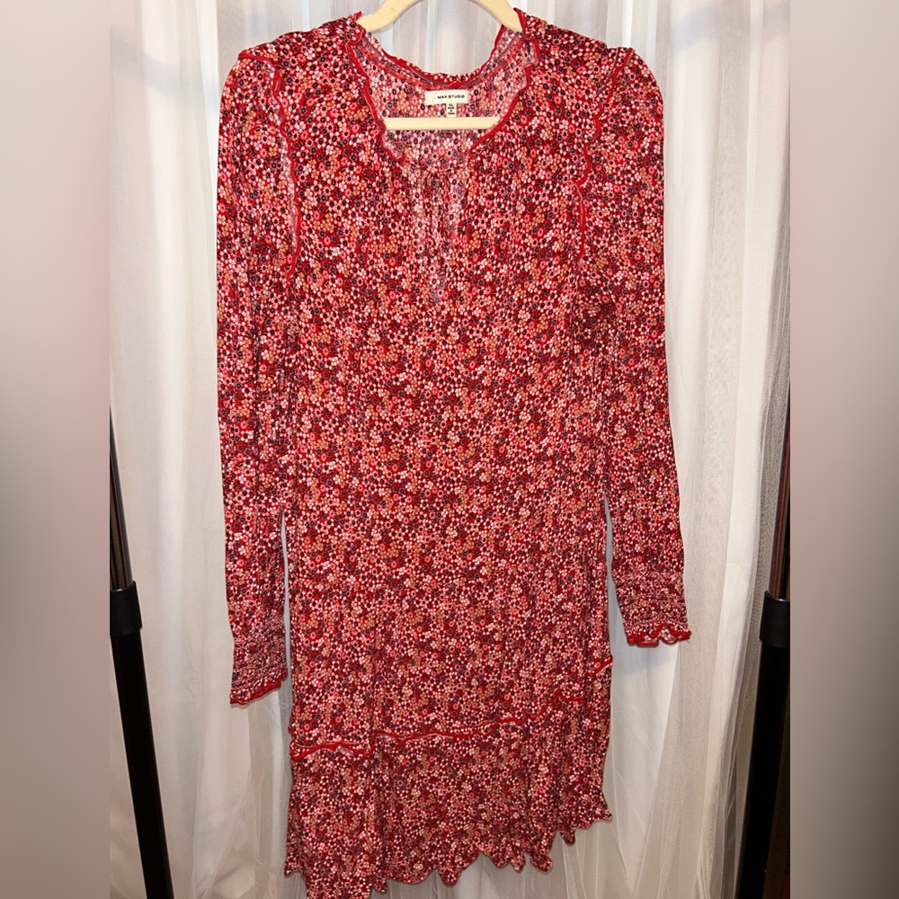 Max Studio Red Dress with Floral Print